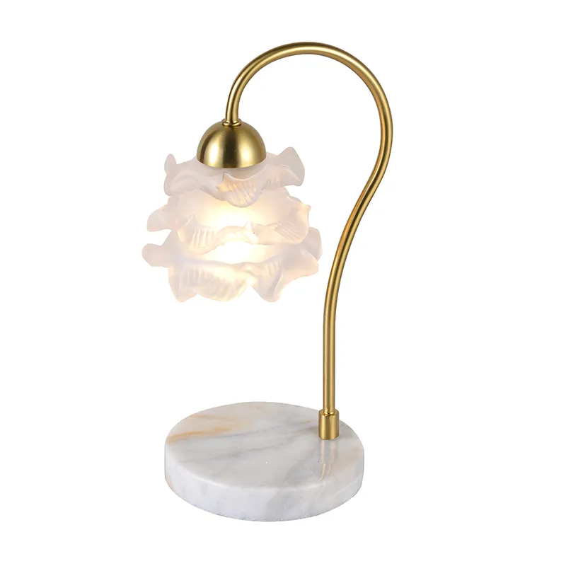 Lampe de table à pétales en verre givré à 1 ampoule