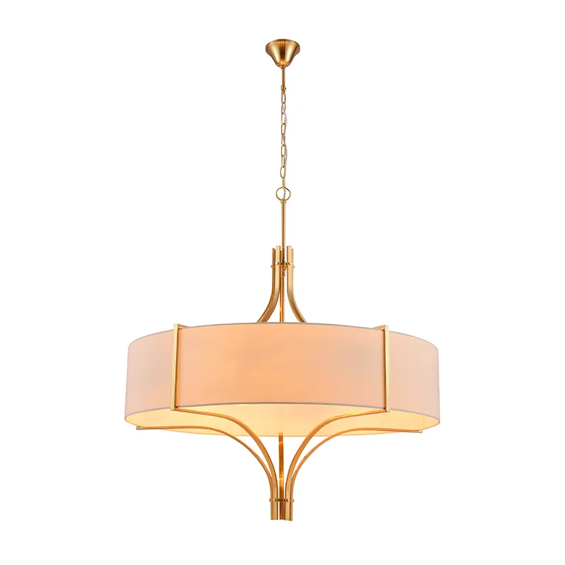 Lampe à suspension avec abat-jour en tissu tambour