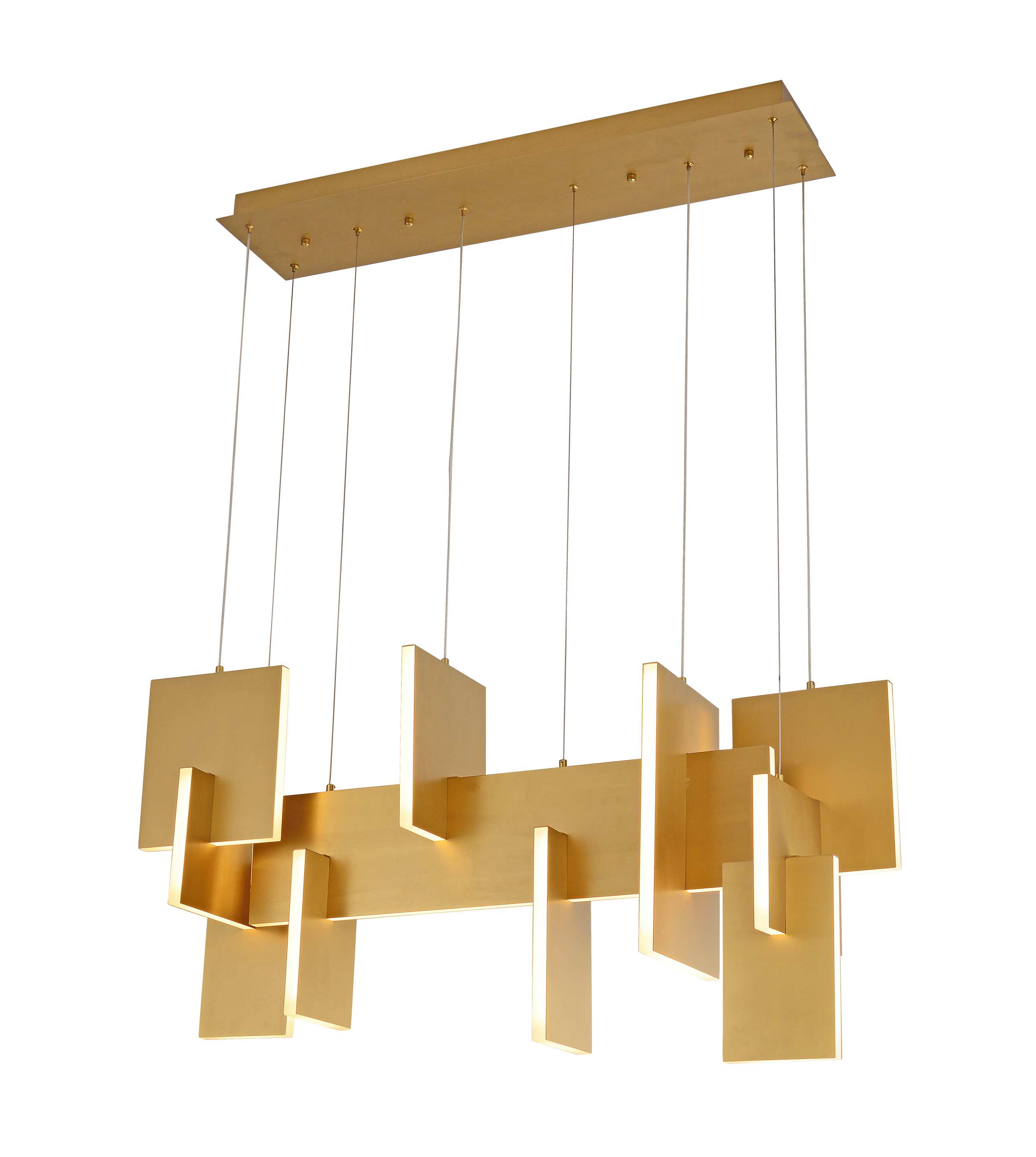 Lustre linéaire à panneau géométrique doré