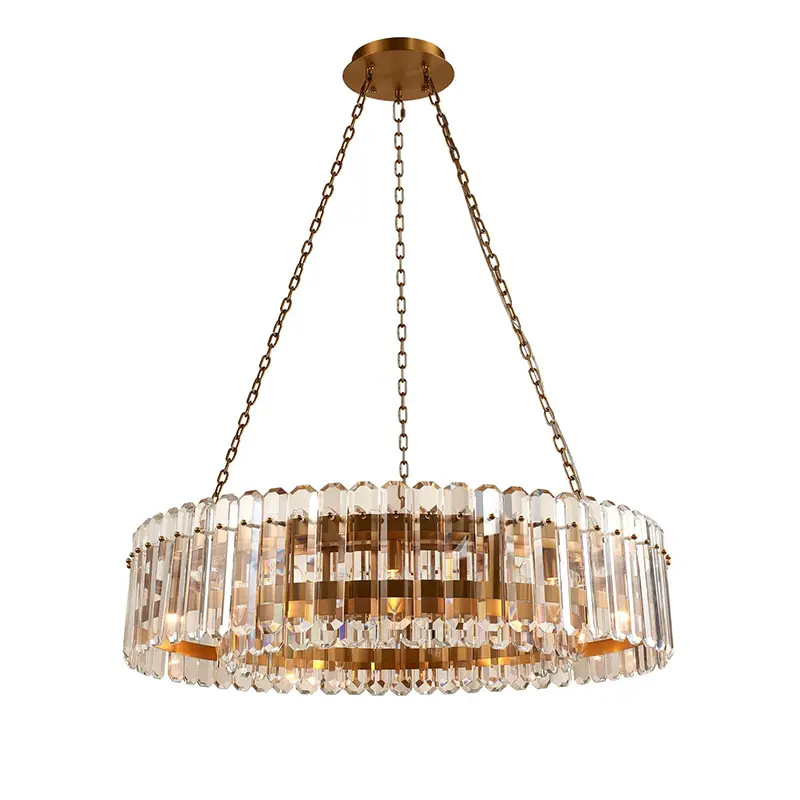 Grand lustre à tambour large avec acrylique transparent