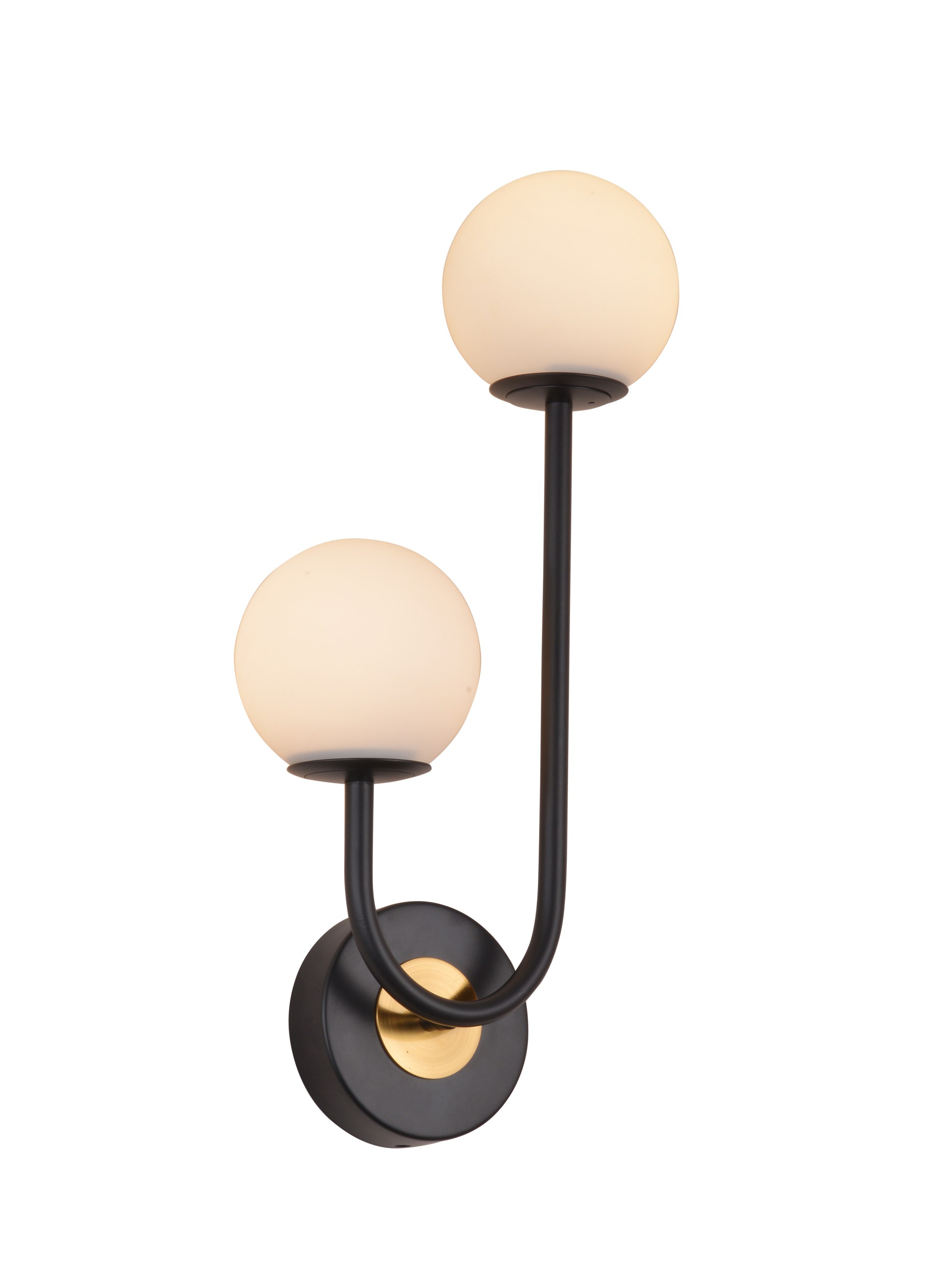 Applique Murale Mid‑Century Two Globe en Verre Opale