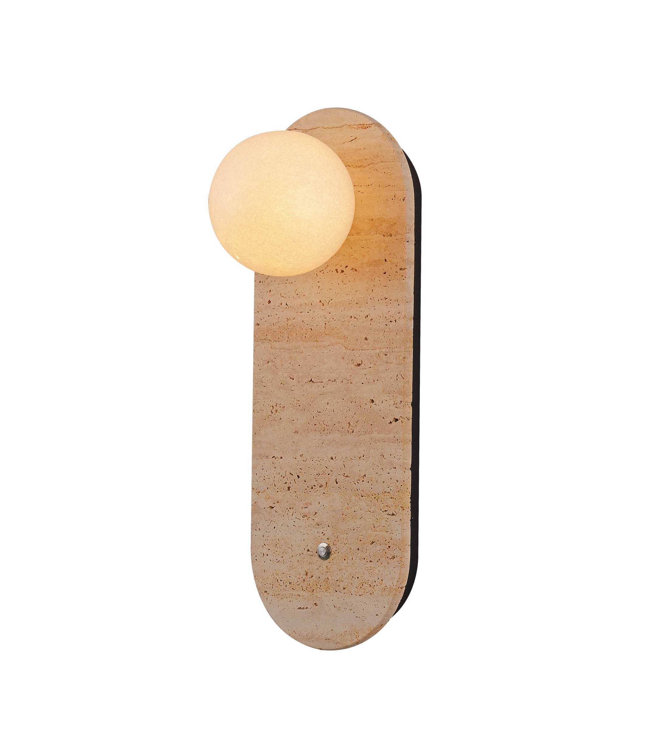 Applique murale globe ovale en travertin