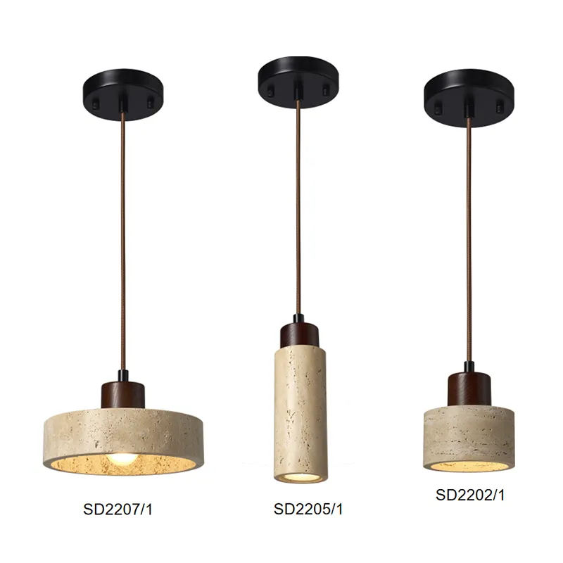 Lampe à suspension en travertin