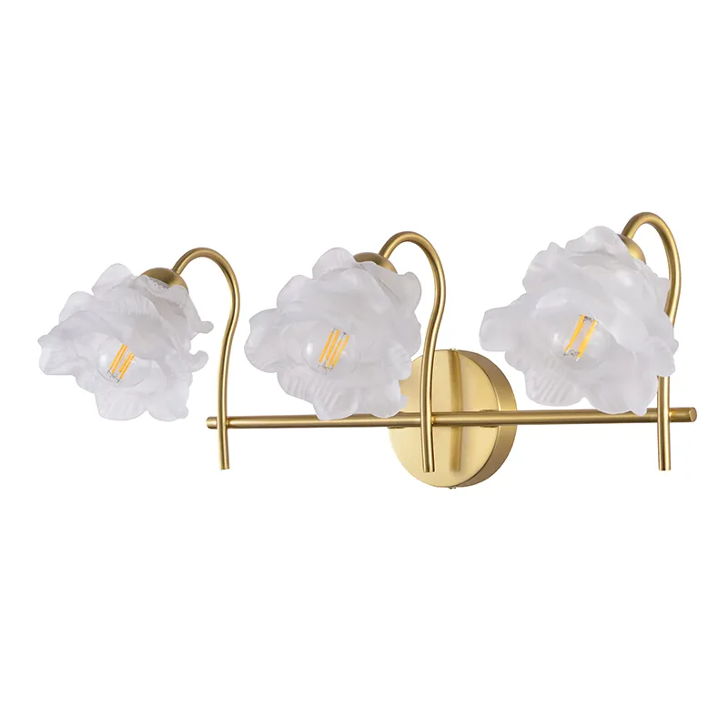 Applique murale triple florale en laiton
