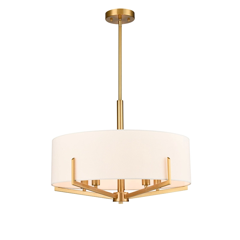 Lustre moderne avec abat-jour en tissu blanc